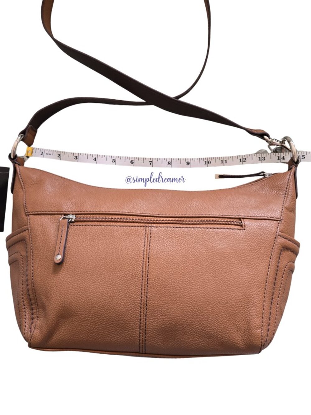 Tignanello Super Stitch Pebble Leather Convertible Shoulder Bag Cognac NWT - Picture 12 of 16